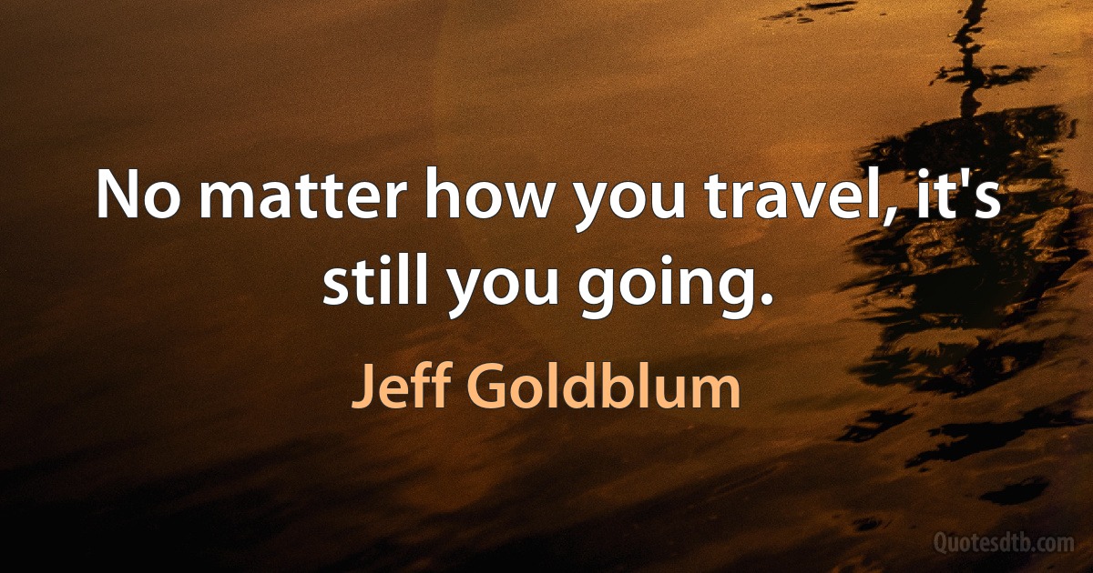 No matter how you travel, it's still you going. (Jeff Goldblum)