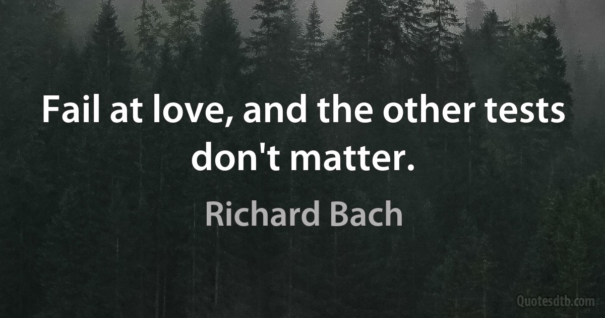 Fail at love, and the other tests don't matter. (Richard Bach)