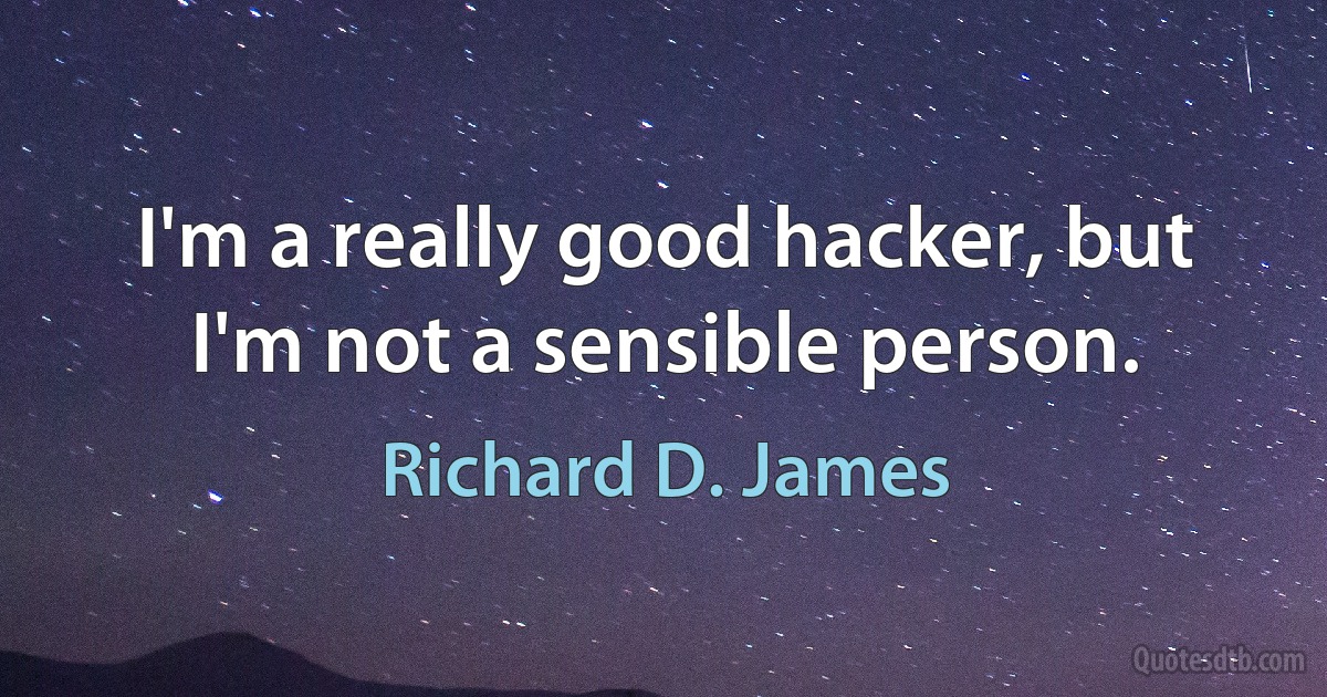 I'm a really good hacker, but I'm not a sensible person. (Richard D. James)