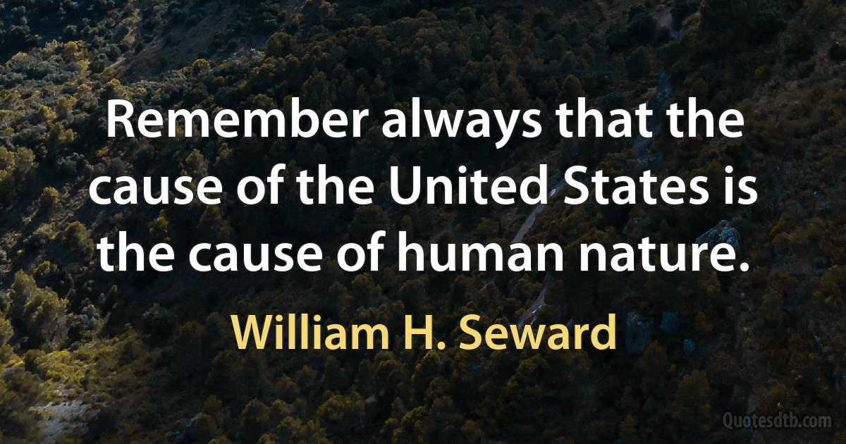 Remember always that the cause of the United States is the cause of human nature. (William H. Seward)