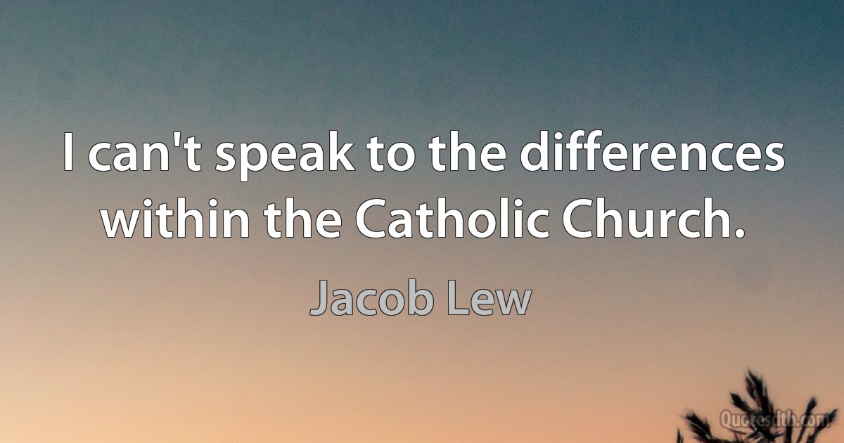 I can't speak to the differences within the Catholic Church. (Jacob Lew)