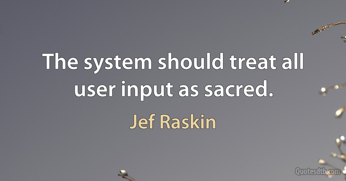 The system should treat all user input as sacred. (Jef Raskin)