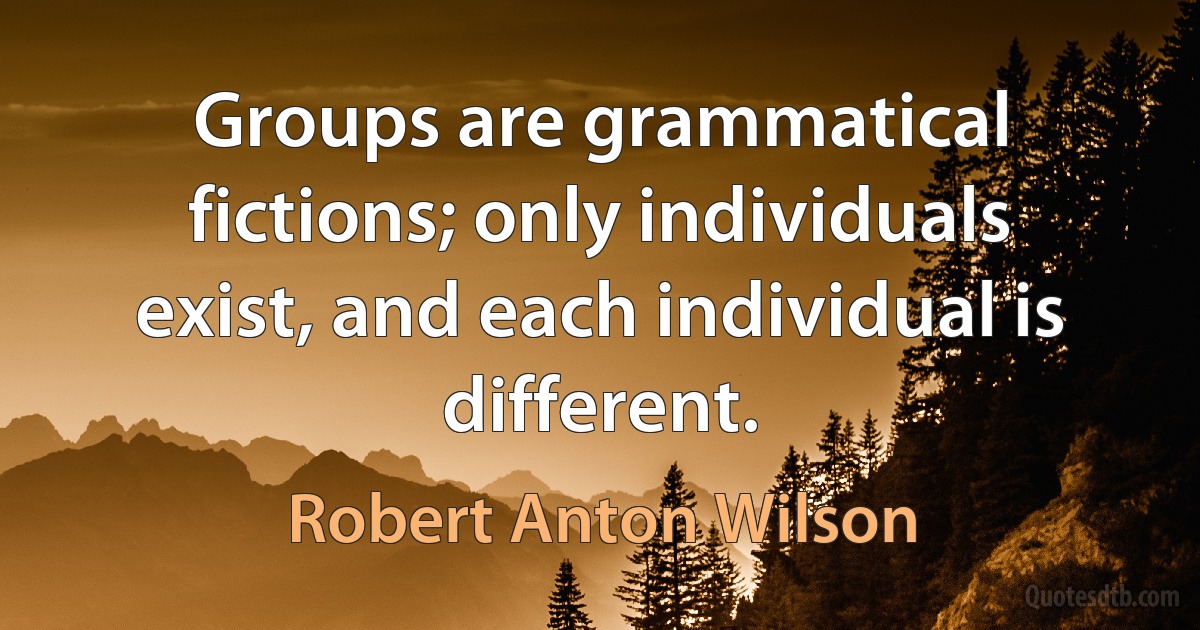 Groups are grammatical fictions; only individuals exist, and each individual is different. (Robert Anton Wilson)