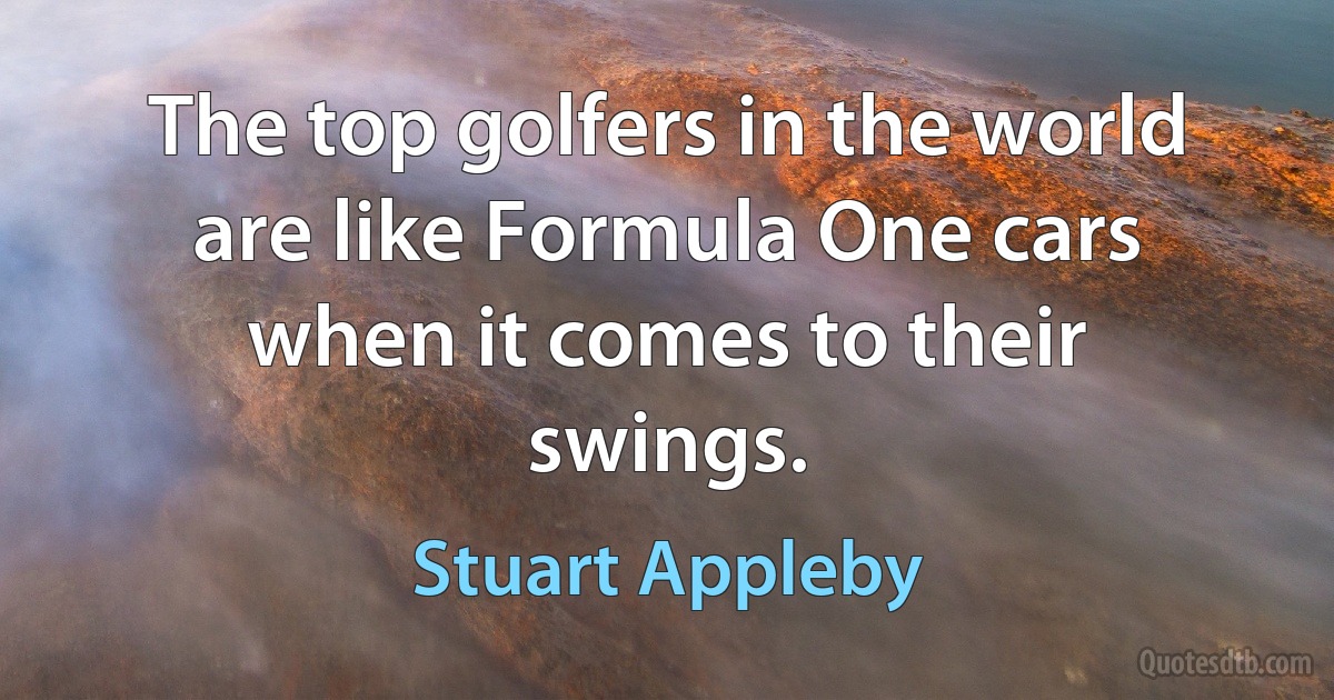 The top golfers in the world are like Formula One cars when it comes to their swings. (Stuart Appleby)