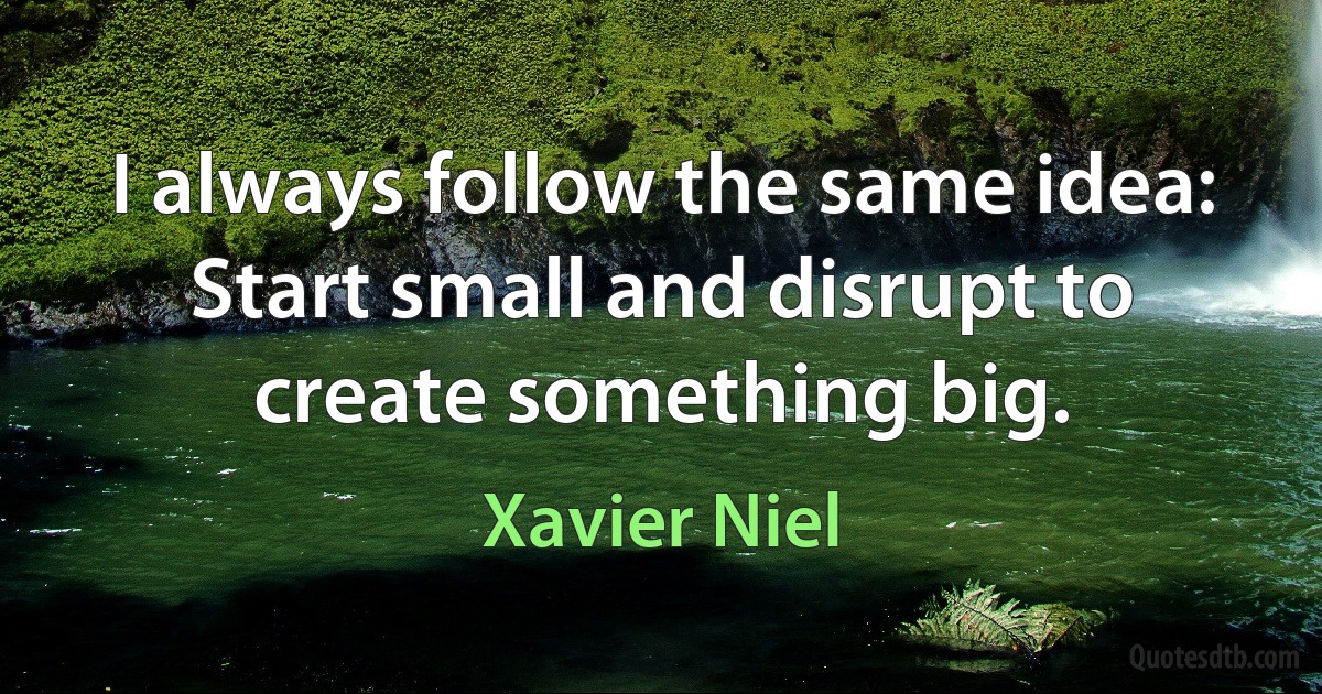 I always follow the same idea: Start small and disrupt to create something big. (Xavier Niel)