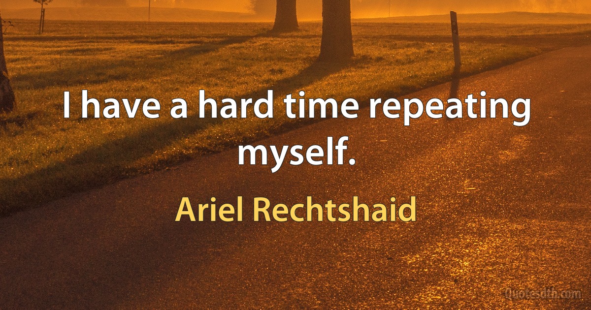 I have a hard time repeating myself. (Ariel Rechtshaid)