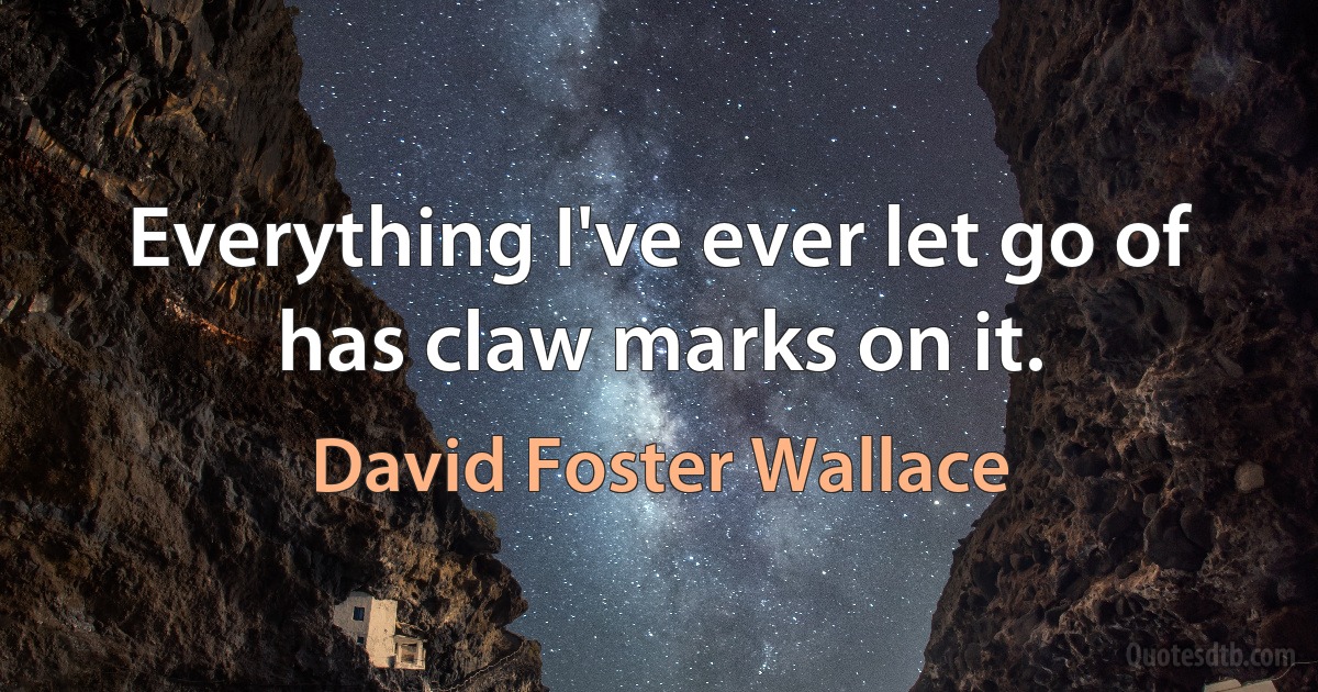 Everything I've ever let go of has claw marks on it. (David Foster Wallace)