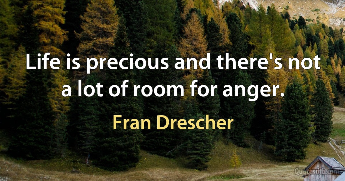 Life is precious and there's not a lot of room for anger. (Fran Drescher)