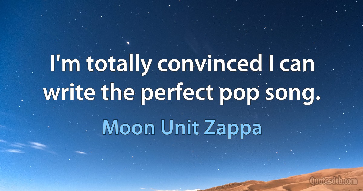 I'm totally convinced I can write the perfect pop song. (Moon Unit Zappa)