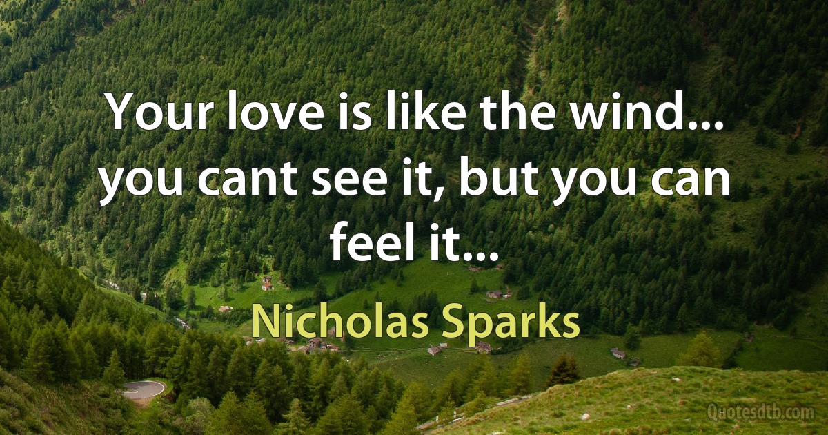 Your love is like the wind... you cant see it, but you can feel it... (Nicholas Sparks)