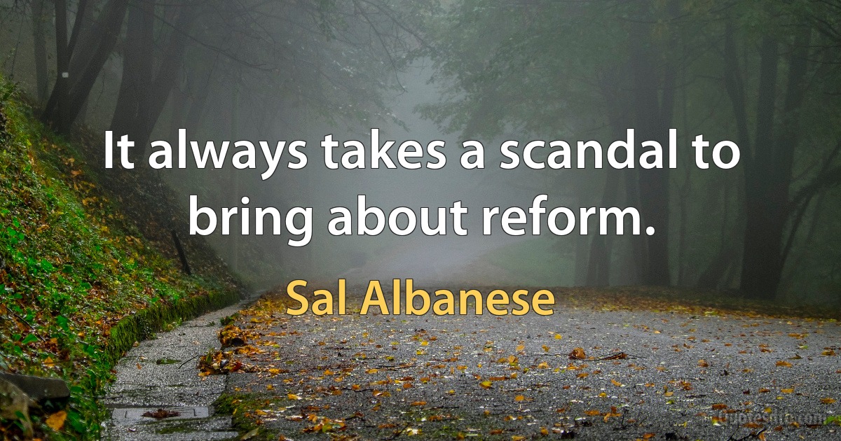 It always takes a scandal to bring about reform. (Sal Albanese)