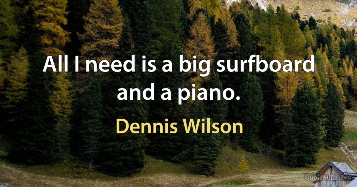 All I need is a big surfboard and a piano. (Dennis Wilson)