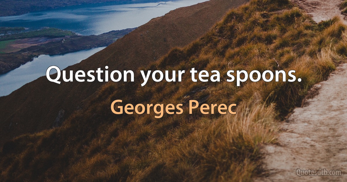 Question your tea spoons. (Georges Perec)