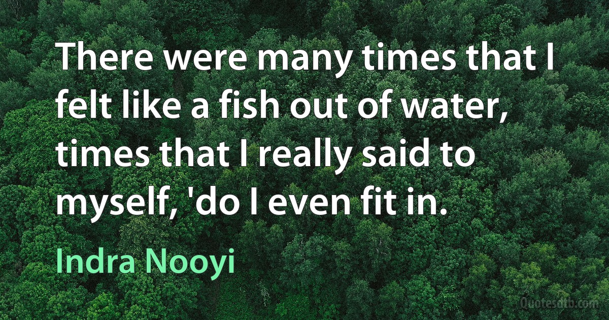 There were many times that I felt like a fish out of water, times that I really said to myself, 'do I even fit in. (Indra Nooyi)