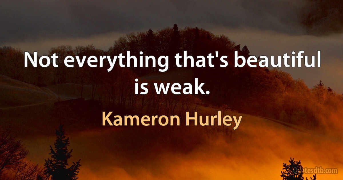 Not everything that's beautiful is weak. (Kameron Hurley)