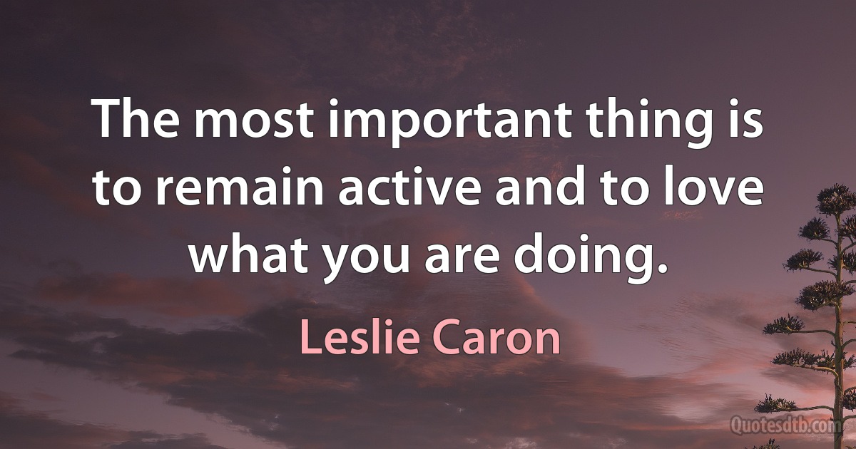 The most important thing is to remain active and to love what you are doing. (Leslie Caron)