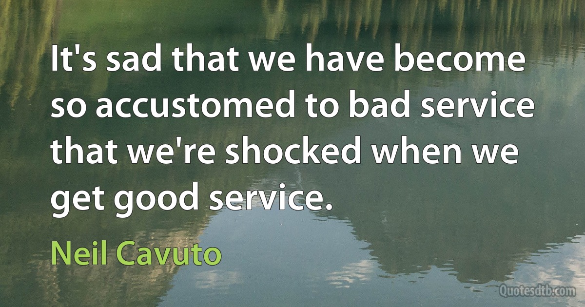 It's sad that we have become so accustomed to bad service that we're shocked when we get good service. (Neil Cavuto)