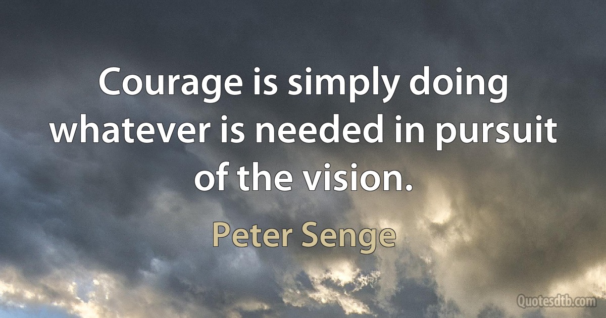 Courage is simply doing whatever is needed in pursuit of the vision. (Peter Senge)