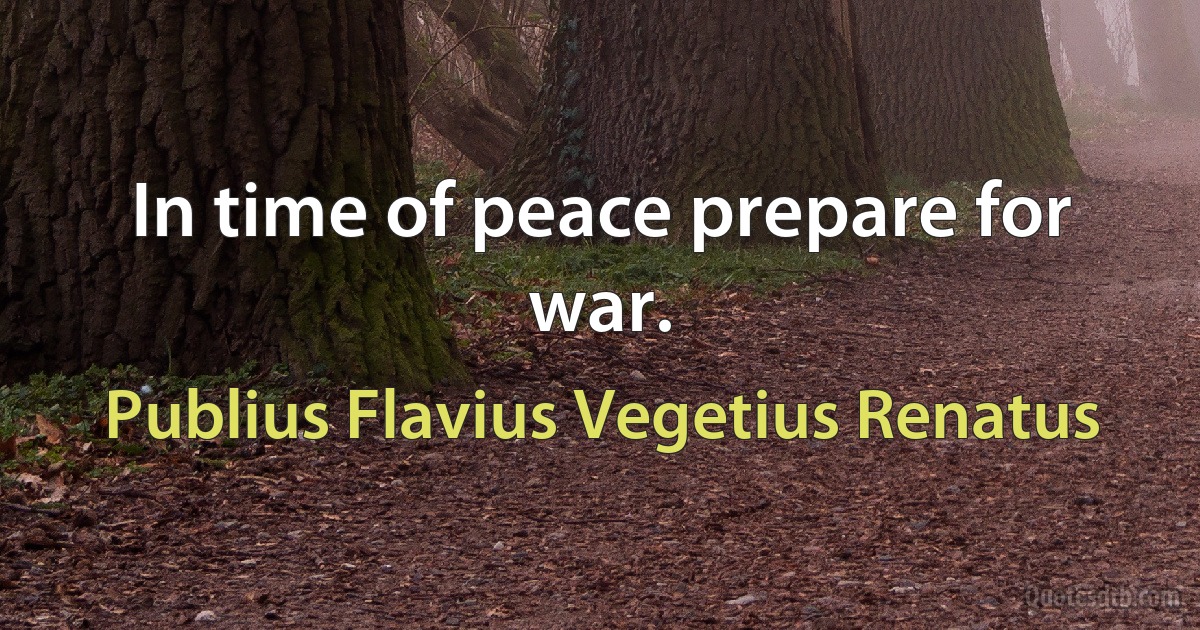 In time of peace prepare for war. (Publius Flavius Vegetius Renatus)