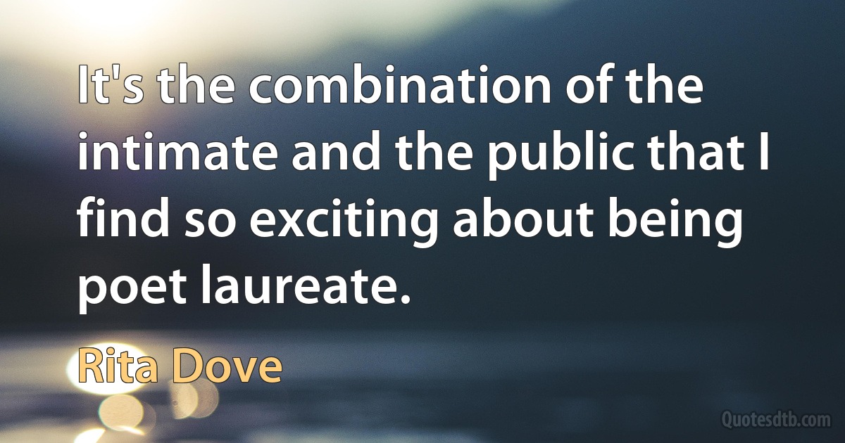 It's the combination of the intimate and the public that I find so exciting about being poet laureate. (Rita Dove)