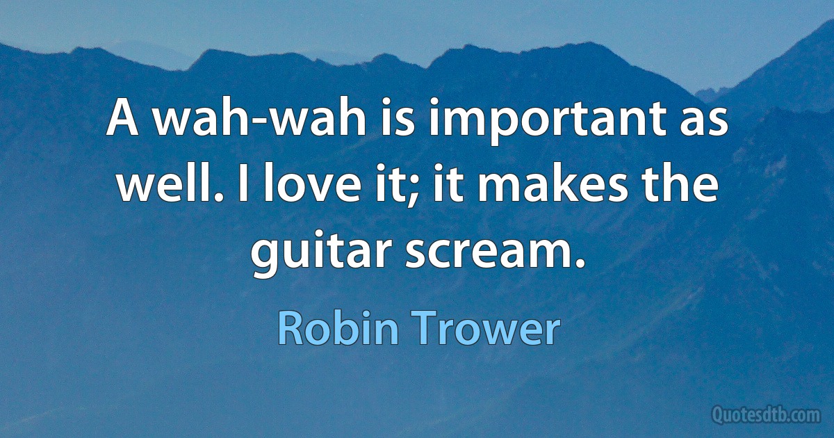 A wah-wah is important as well. I love it; it makes the guitar scream. (Robin Trower)