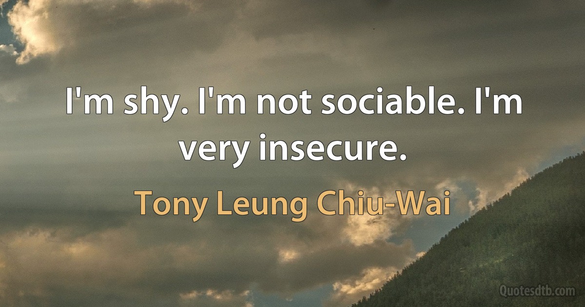 I'm shy. I'm not sociable. I'm very insecure. (Tony Leung Chiu-Wai)