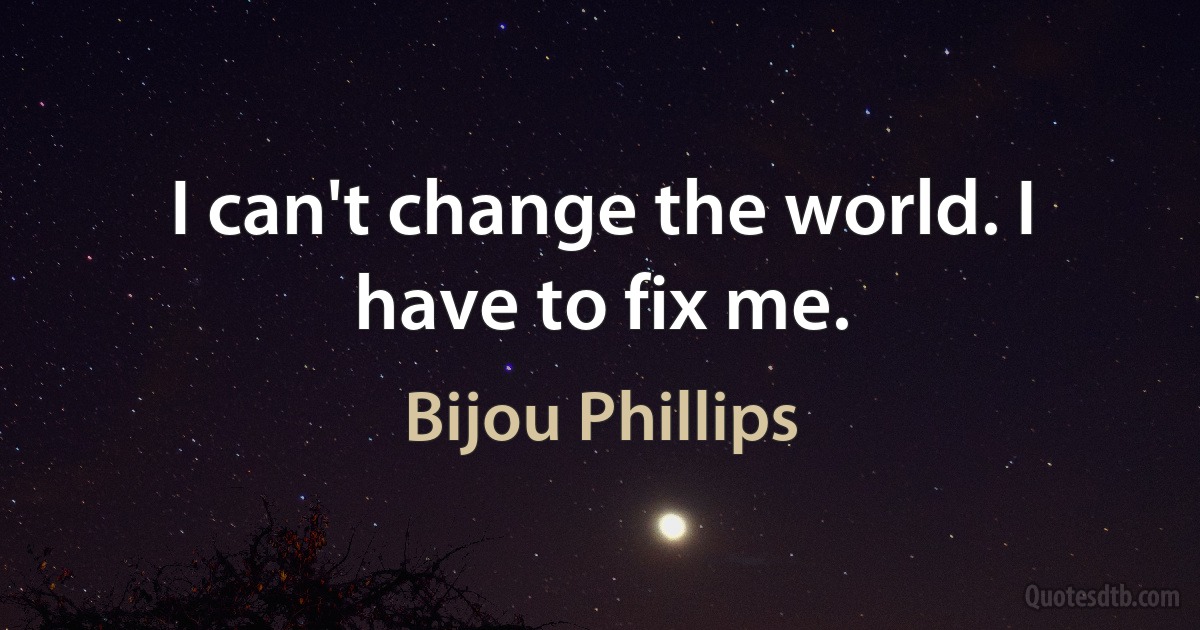 I can't change the world. I have to fix me. (Bijou Phillips)