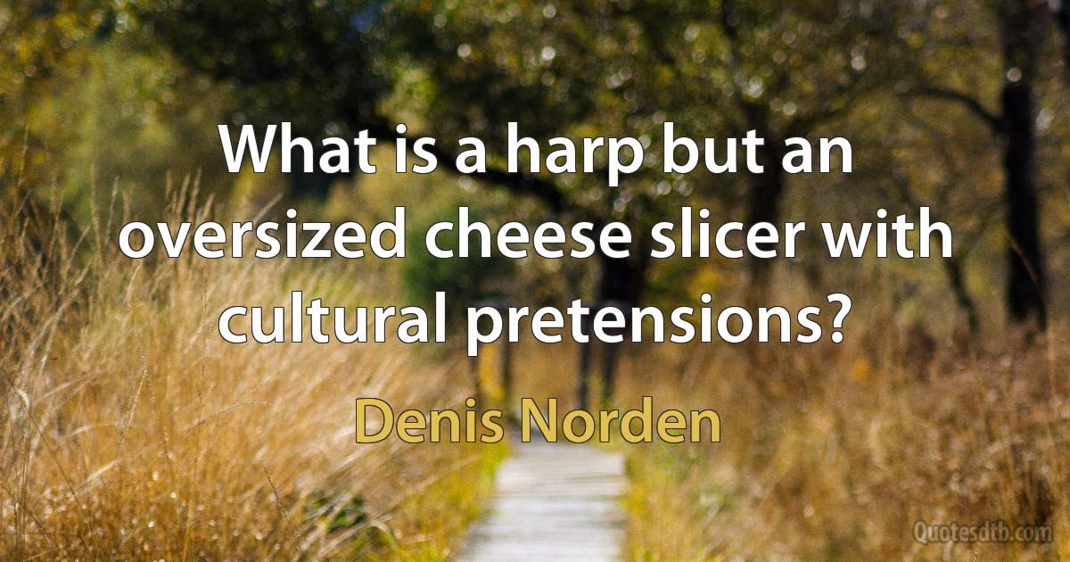 What is a harp but an oversized cheese slicer with cultural pretensions? (Denis Norden)