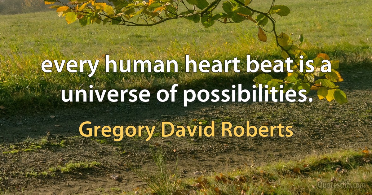 every human heart beat is a universe of possibilities. (Gregory David Roberts)