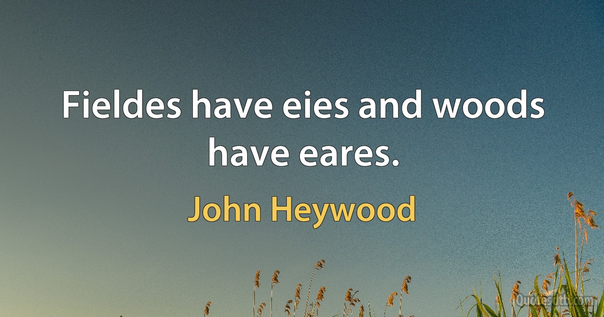 Fieldes have eies and woods have eares. (John Heywood)