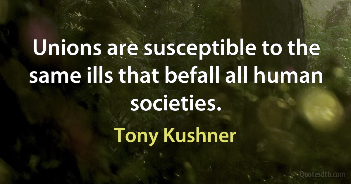 Unions are susceptible to the same ills that befall all human societies. (Tony Kushner)