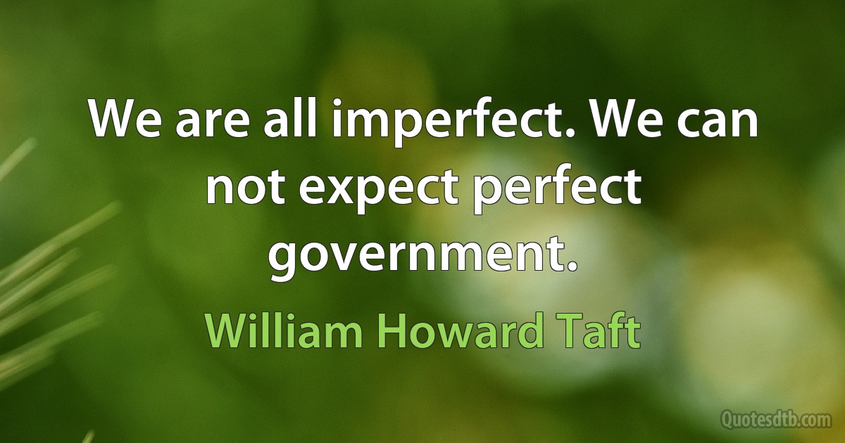 We are all imperfect. We can not expect perfect government. (William Howard Taft)