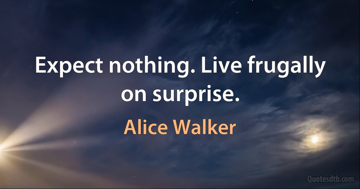 Expect nothing. Live frugally on surprise. (Alice Walker)