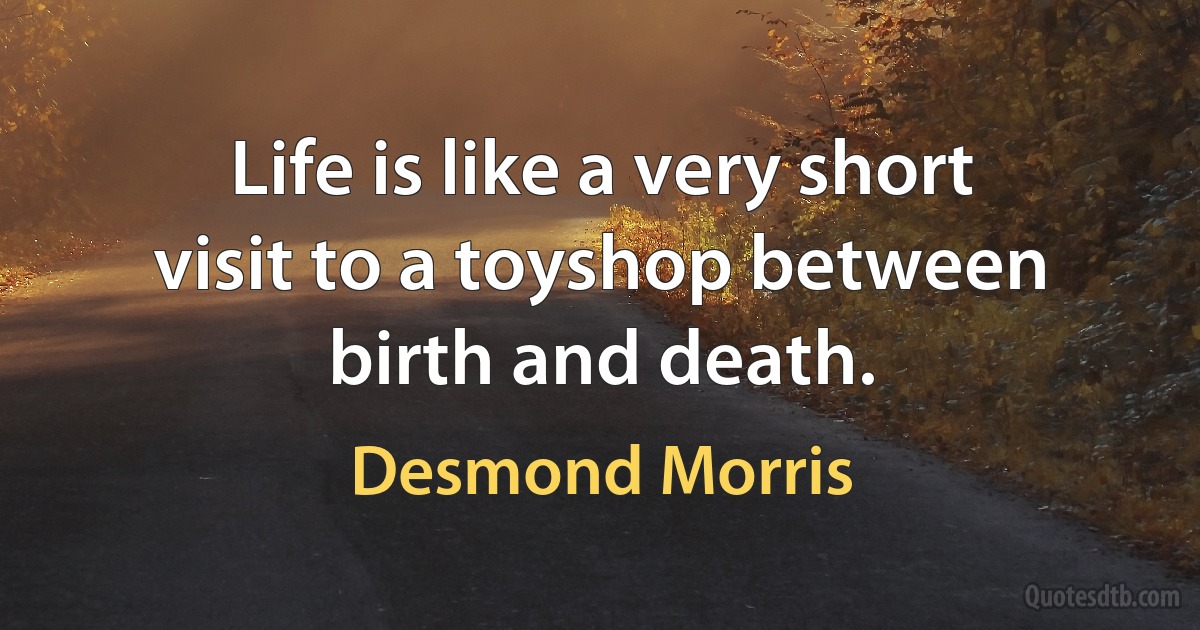 Life is like a very short visit to a toyshop between birth and death. (Desmond Morris)