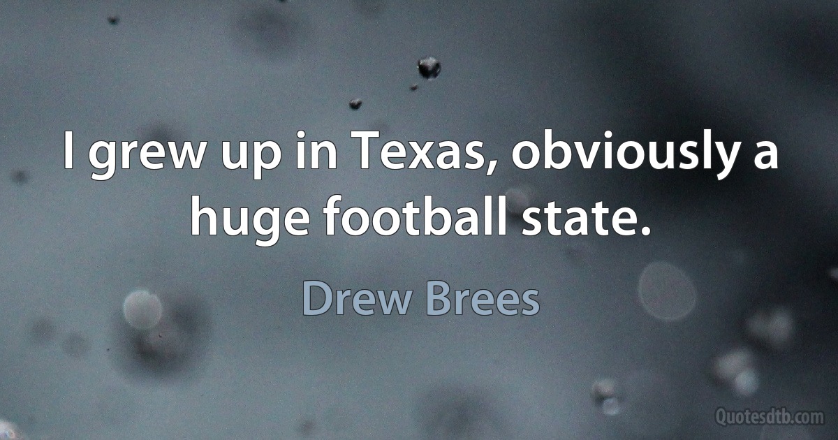 I grew up in Texas, obviously a huge football state. (Drew Brees)