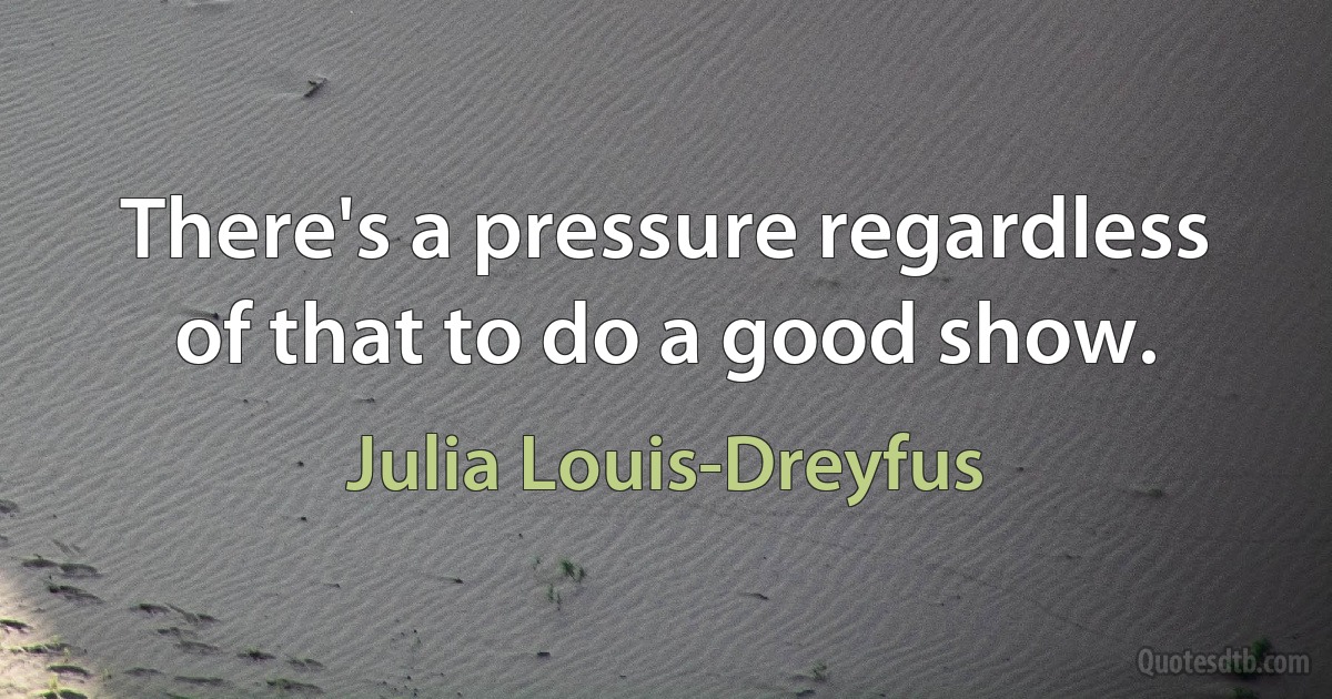 There's a pressure regardless of that to do a good show. (Julia Louis-Dreyfus)