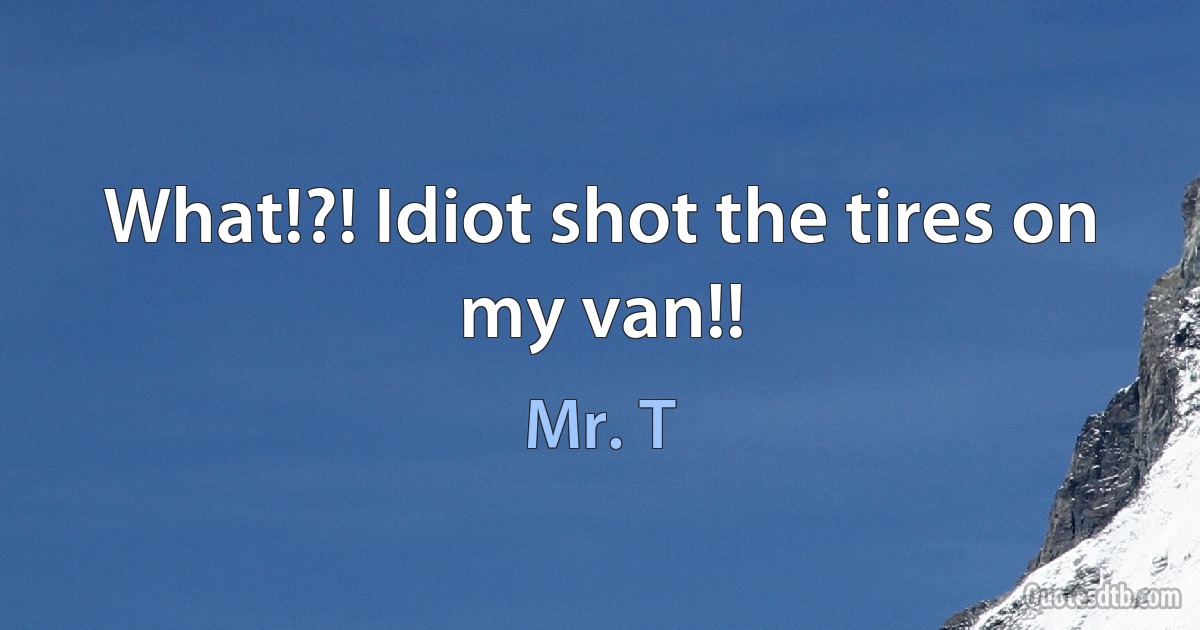 What!?! Idiot shot the tires on my van!! (Mr. T)