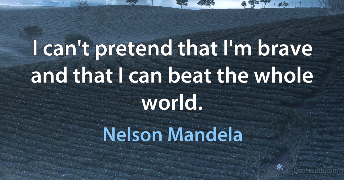 I can't pretend that I'm brave and that I can beat the whole world. (Nelson Mandela)