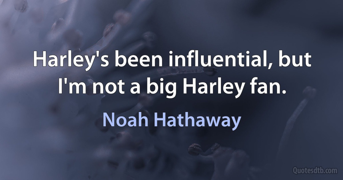 Harley's been influential, but I'm not a big Harley fan. (Noah Hathaway)