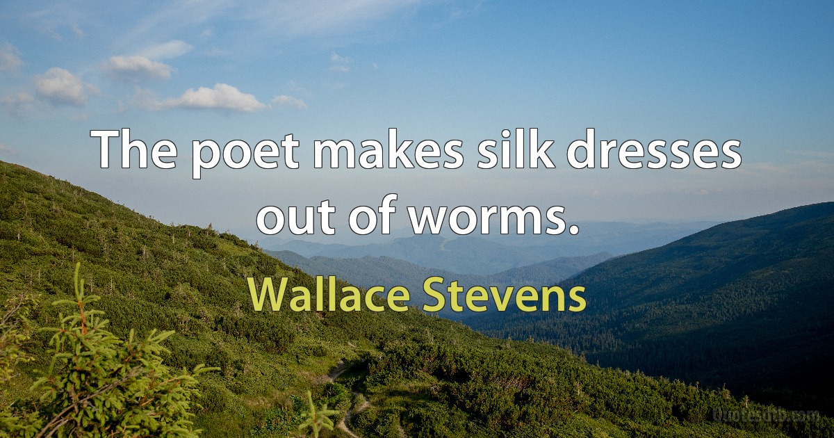 The poet makes silk dresses out of worms. (Wallace Stevens)