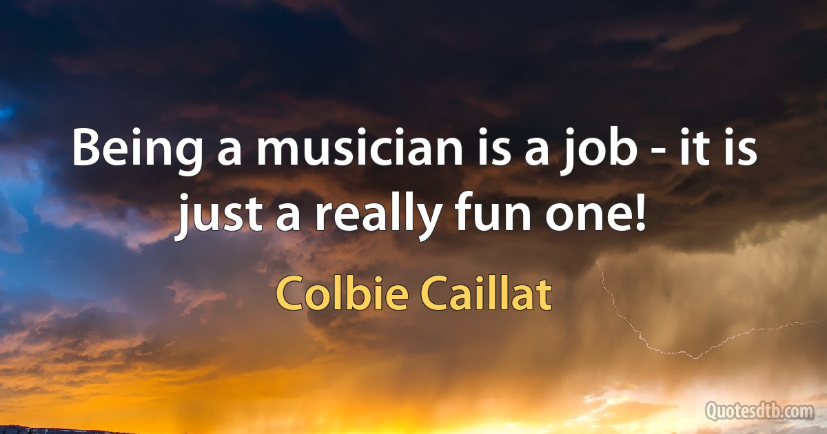 Being a musician is a job - it is just a really fun one! (Colbie Caillat)