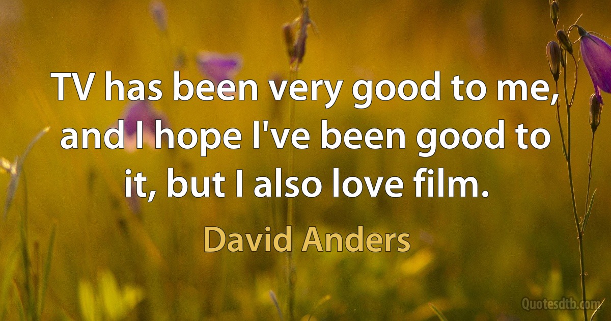 TV has been very good to me, and I hope I've been good to it, but I also love film. (David Anders)