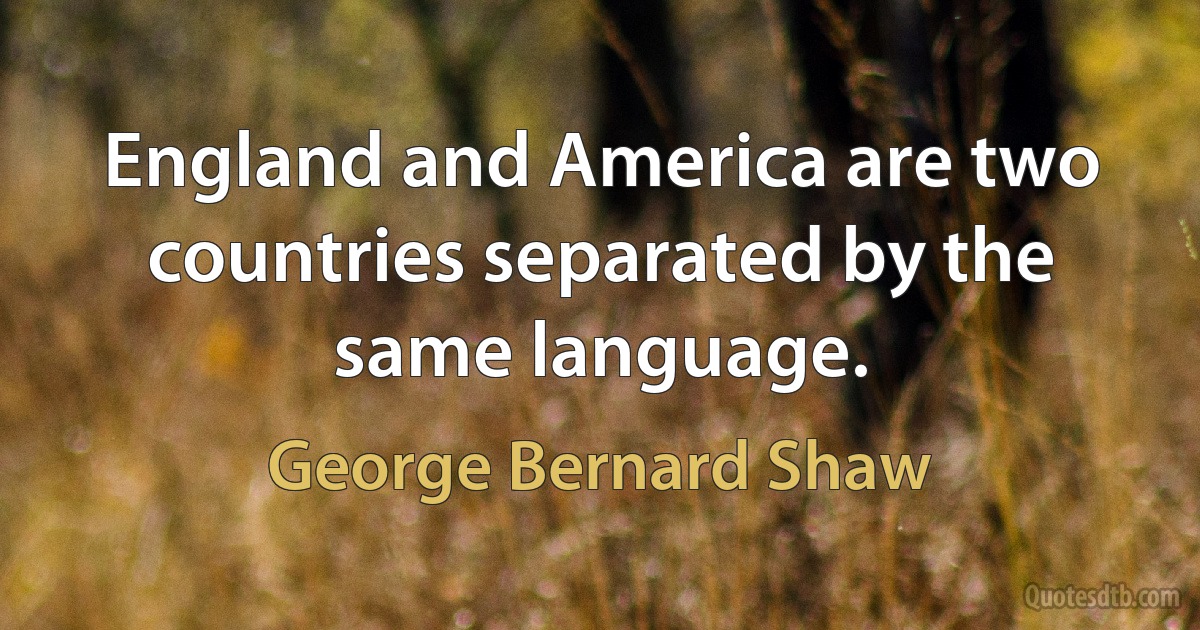 England and America are two countries separated by the same language. (George Bernard Shaw)