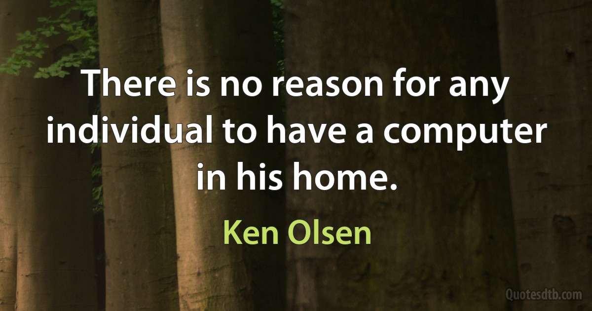 There is no reason for any individual to have a computer in his home. (Ken Olsen)