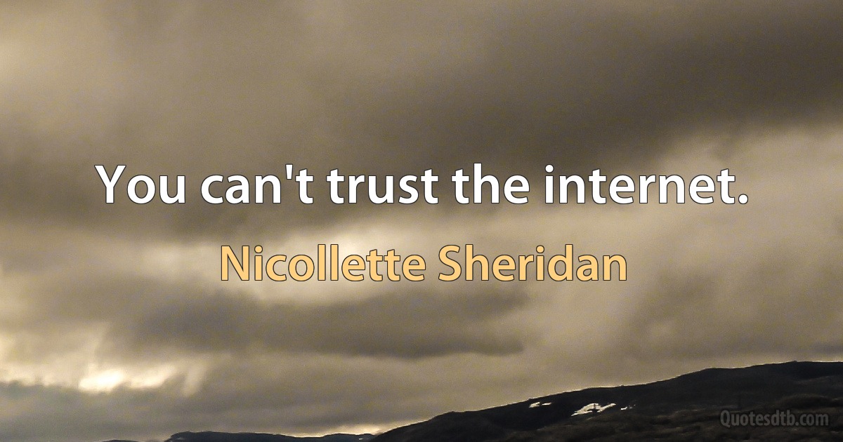 You can't trust the internet. (Nicollette Sheridan)