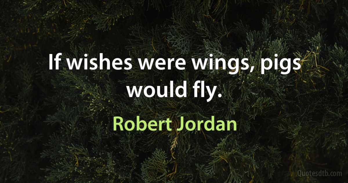 If wishes were wings, pigs would fly. (Robert Jordan)