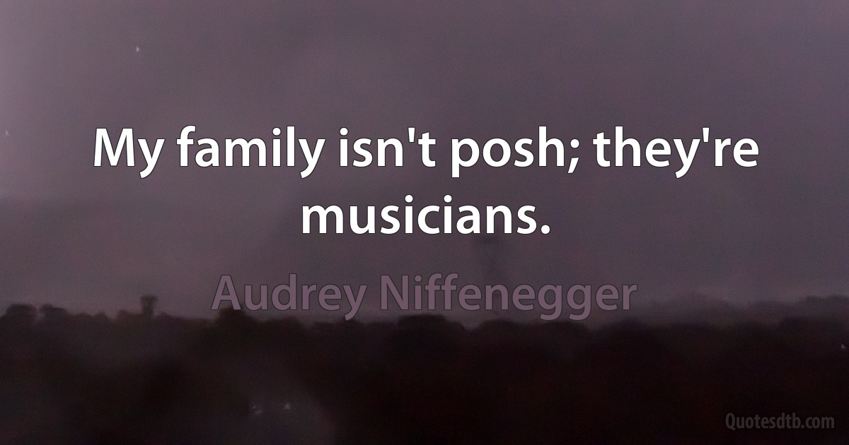 My family isn't posh; they're musicians. (Audrey Niffenegger)