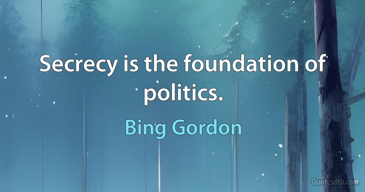 Secrecy is the foundation of politics. (Bing Gordon)