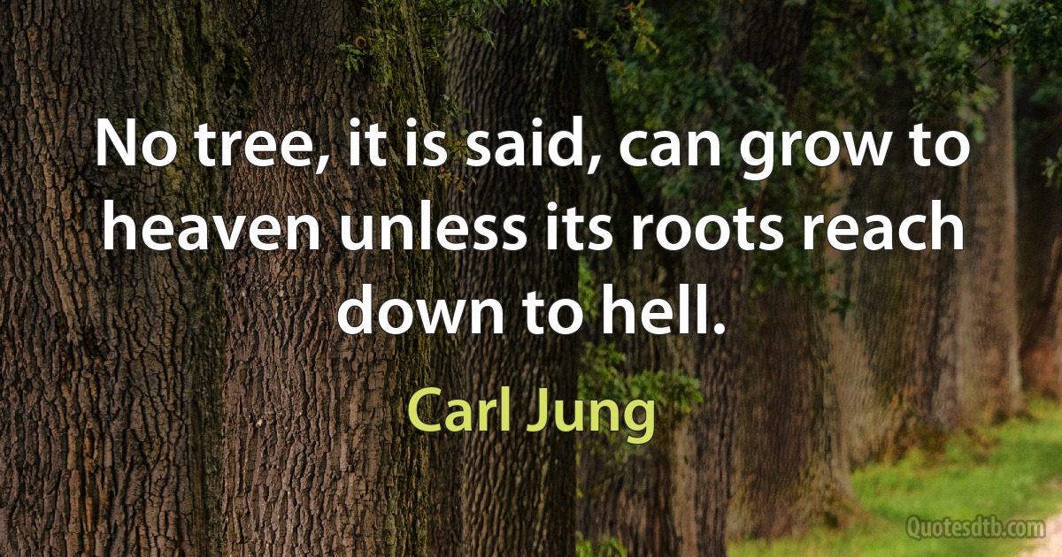 No tree, it is said, can grow to heaven unless its roots reach down to hell. (Carl Jung)