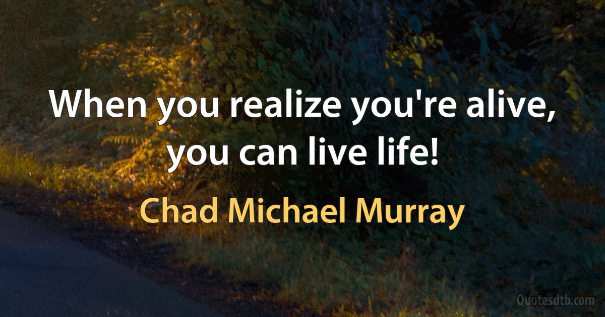 When you realize you're alive, you can live life! (Chad Michael Murray)